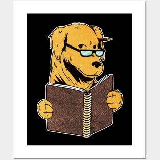 Cute Funny Dog Reading Book - Book Lover Posters and Art